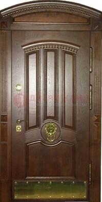 Хорошая стальная арочная дверь с декоративным элементом ДА-23 в Волжском