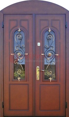 Двухстворчатая стальная дверь Винорит в форме арки ДА-55 в Волжском