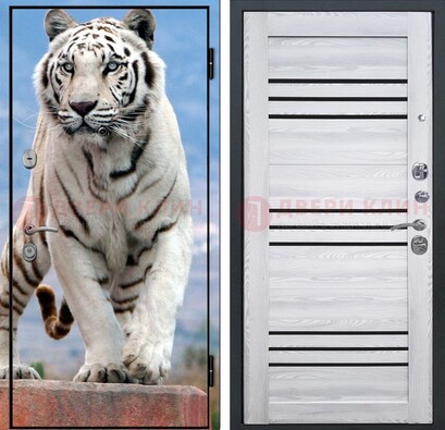 Стальная дверь с фотопечатью тигра ДФ-12 в Волжском