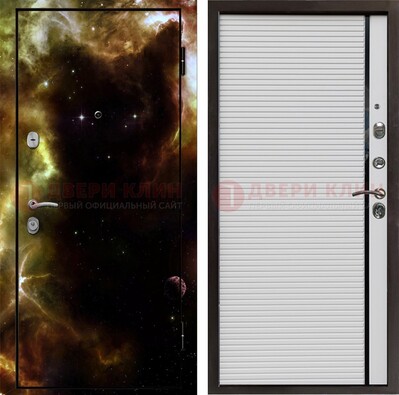 Стальная дверь с фотопечатью космоса ДФ-14 в Волжском