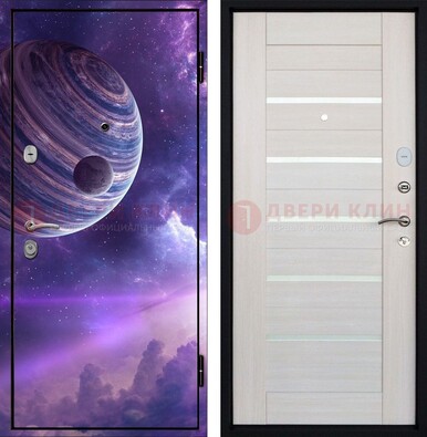 Стальная дверь с фотопечатью планеты ДФ-19 в Волжском