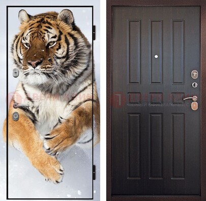 Металлическая дверь с фотопечатью тигра ДФ-1 в Волжском
