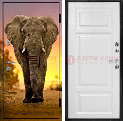 Металлическая дверь с фотопечатью слона ДФ-30 в Волжском