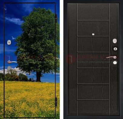 Железная дверь с фотопечатью дерева в поле ДФ-36 в Волжском