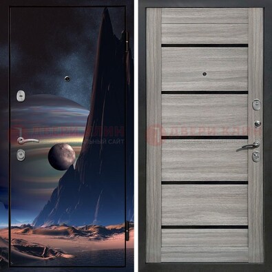 Стальная дверь с фотопечатью космоса ДФ-49 в Волжском