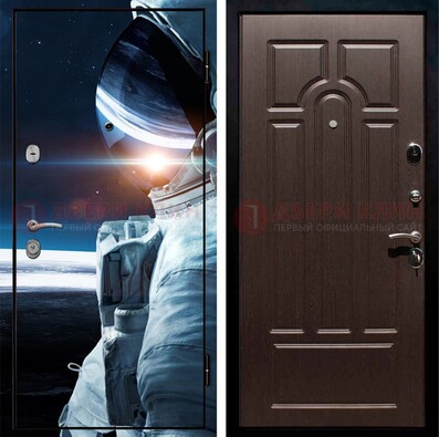 Стальная дверь с фотопечатью космонавта ДФ-4 в Волжском