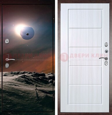 Стальная дверь с фотопечатью планет ДФ-8 в Волжском