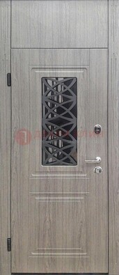Металлическая дверь Винорит стекло и ковка с фрамугой ДФГ-33 в Волжском