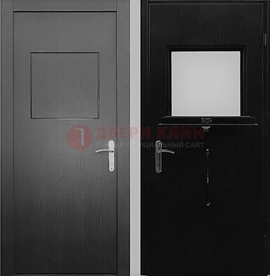Черная стальная дверь в кассу ламинат внутри ДКС-3 в Волжском