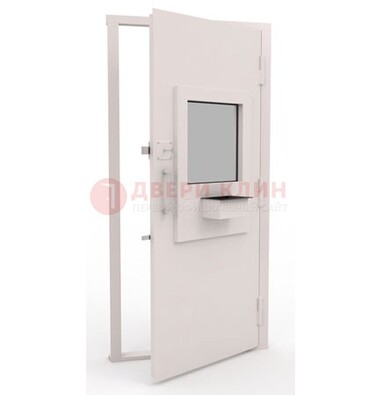 Белая металлическая дверь в кассу с нитроэмалью ДКС-4 в Волжском