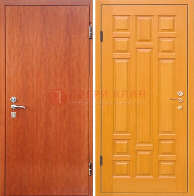 Оранжевая входная дверь с ламинатом МДФ внутри ДЛ-21 в Волжском