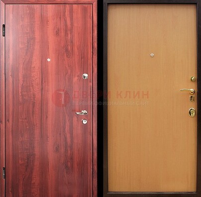 Красная железная дверь с ламинатом ДЛ-3 в Волжском