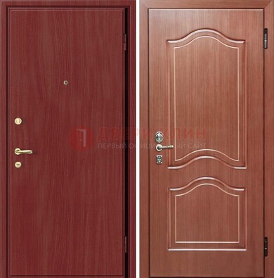 Красная металлическая дверь с ламинатом МДФ внутри ДЛ-8 в Волжском