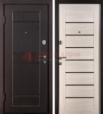Темная стальная дверь с МДФ ДМ-147 для улицы в Волжском