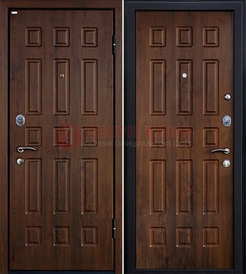 Коричневая металлическая дверь с МДФ ДМ-156 для квартиры в Волжском