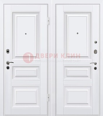 Белая металлическая дверь с МДФ ДМ-179 в Волжском