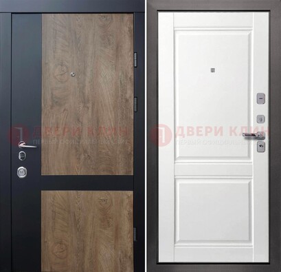 Черно-коричневая входная дверь с терморазрывом и МДФ ДМ-192 в Волжском