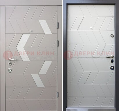 Темная металлическая дверь со светлой МДФ внутри ДМ-203 в Волжском
