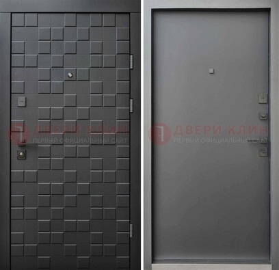 Темная стальная филенчатая дверь с МДФ ДМ-221 в Волжском