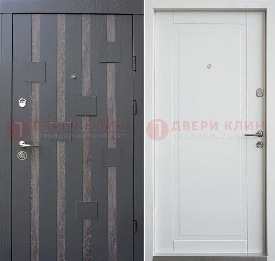 Темная металлическая дверь c белом МДФ внутри ДМ-231