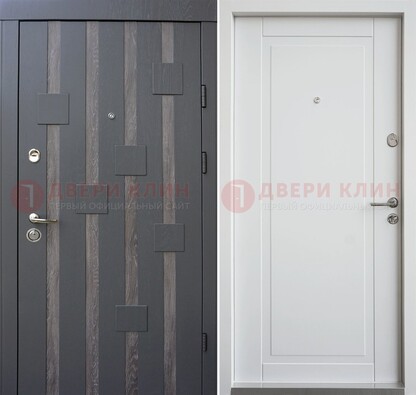 Темная металлическая дверь c белом МДФ внутри ДМ-231 в Волжском