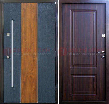 Современная входная дверь и с коричневой МДФ внутри ДМ-236 в Волжском