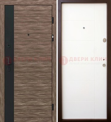 Коричневая входная дверь с черной вставкой МДФ ДМ-239 в Волжском