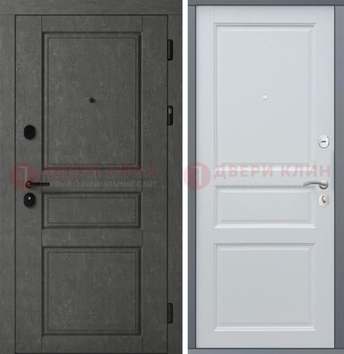 Серая металлическая филенчатая дверь МДФ ДМ-247 в Волжском