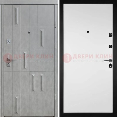Серая стальная дверь с рисунком МДФ и внутри Белый ясень ДМ-280 в Волжском