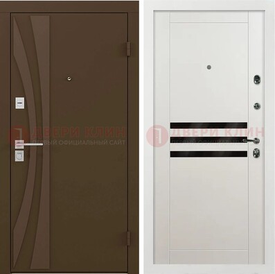 Стальная коричневая дверь с МДФ панелями ДМ-293 в Волжском
