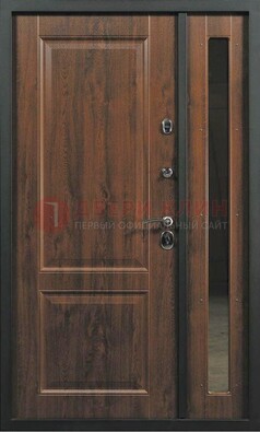 Темная железная дверь с панелью МДФ с зеркалом ДМ-338 в Волжском