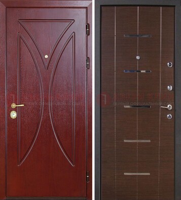 Темно-красная железная дверь с МДФ ДМ-370 в Волжском