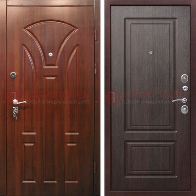 Темная железная дверь с коричневыми МДФ ДМ-376 в Перми