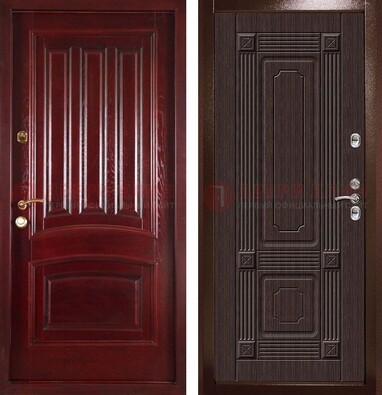 Красная стальная дверь с филенчатой МДФ ДМ-398 в Волжском