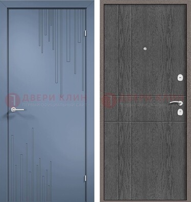 Синяя металлическая дверь МДФ в квартиру ДМ-434 в Волжском