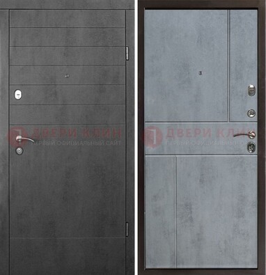 Серая железная дверь с МДФ в стиле хайтек ДМ-446 в Волжском