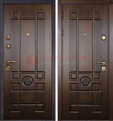 Квартирная коричневая железная дверь с МДФ ДМ-45 в Волжском