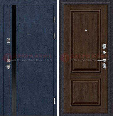 Синяя входная дверь МДФ с обеих сторон ДМ-473 в Волжском