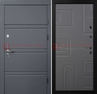 Серая металлическая дверь с МДФ в квартиру ДМ-485 в Волжском