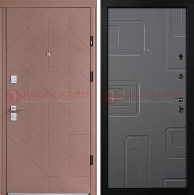 Красная стальная дверь в квартиру с МДФ хайтек ДМ-493 в Волжском