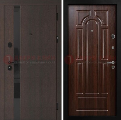 Темная входная дверь с МДФ панелями в квартиру ДМ-499 в Волжском