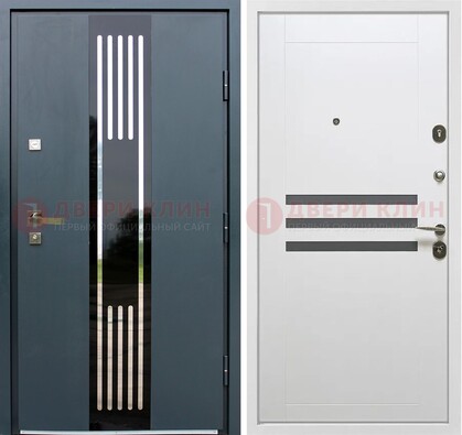 Темная квартирная дверь с разными МДФ ДМ-504 в Волжском