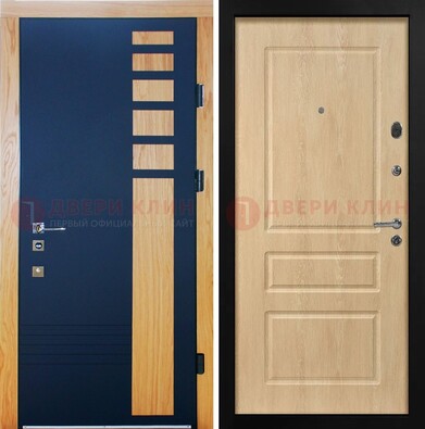 Двухцветная железная дверь с МДФ в квартиру ДМ-511 в Волжском