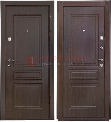 Антивандальная коричневая железная дверь с МДФ ДМ-61 в Волжском