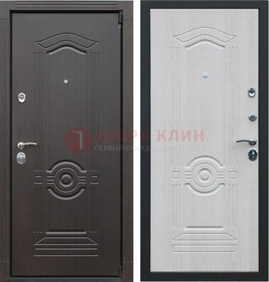 Темная стальная дверь с МДФ с рисунком ДМ-90 в Волжском