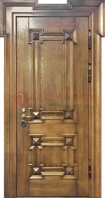 Филенчатая железная дверь с массивом дуба ДМД-56 в Волжском