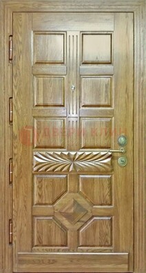 Светлая стальная дверь с массивом дуба и узором ДМД-63 в Волжском