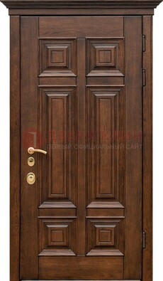 Филенчатая железная дверь с массивом дуба ДМД-68 в Волжском