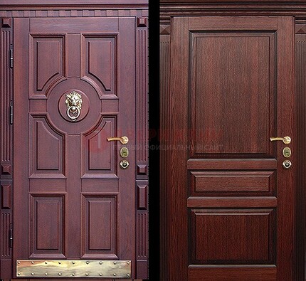 Темная входная дверь с массивом дуба с декоративной вставкой ДМД-6 в Волжском