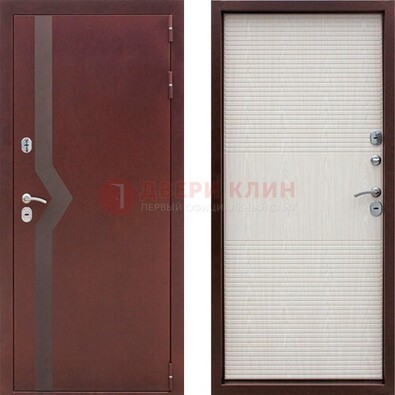 Бордовая металлическая дверь с порошковым напылением ДП-100 в Волжском